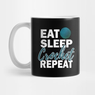 Eat Sleep Crochet Repeat Yarn + Crafts Dark Mug